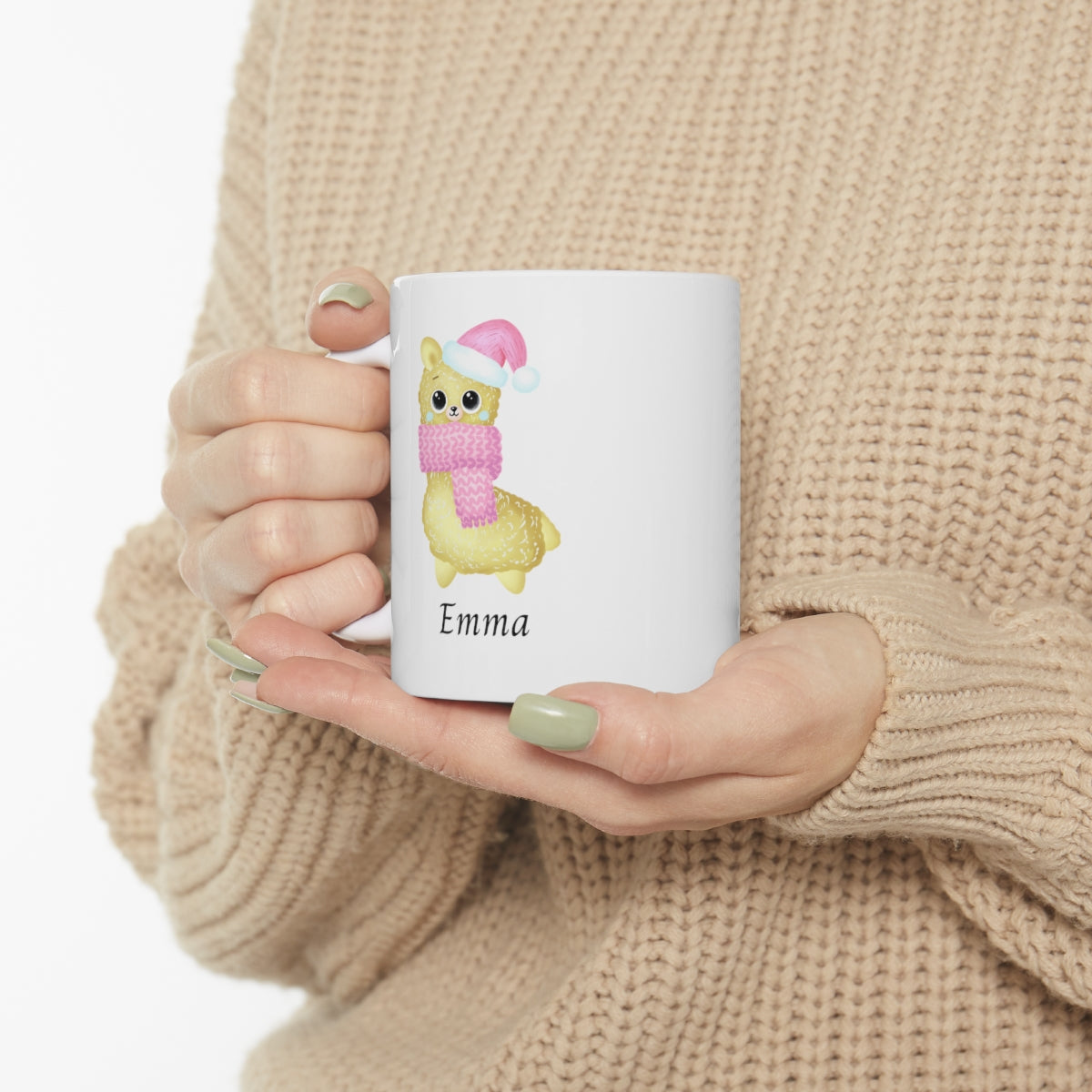 Personalized Ceramic Mug | Christmas Gift | Llama | Name on Cup