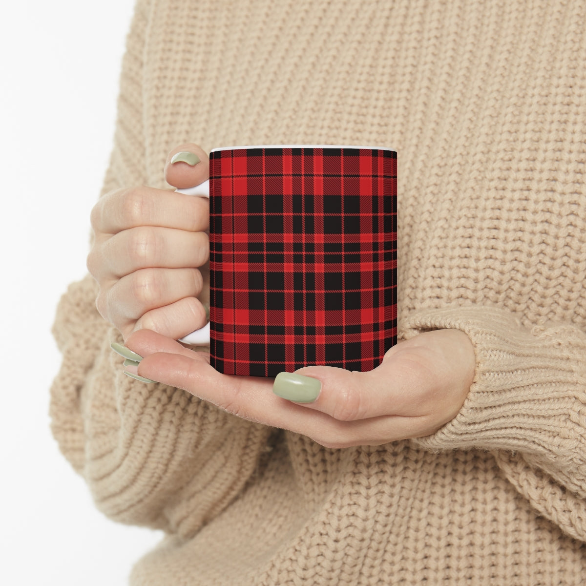 Personalized Plaid Coffee and Hot Cocoa Mug | 11 0z | Ceramic | Father Brother Friend Gift