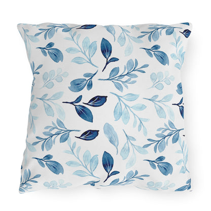 Outdoor Blue Pillow with Flowers | Front Porch Pillow | Back Porch Pillow