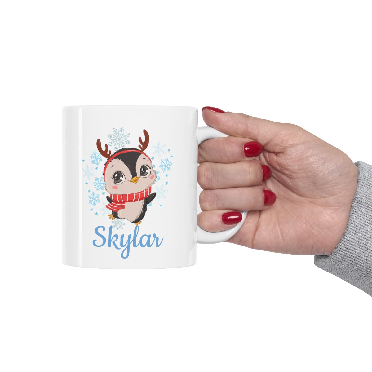 Personalized Penguin in Snow Ceramic Mug 11oz