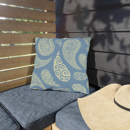 Outdoor Pillow Pale Blue and White Paisley | Front Porch Pillow | Back Porch Pillow