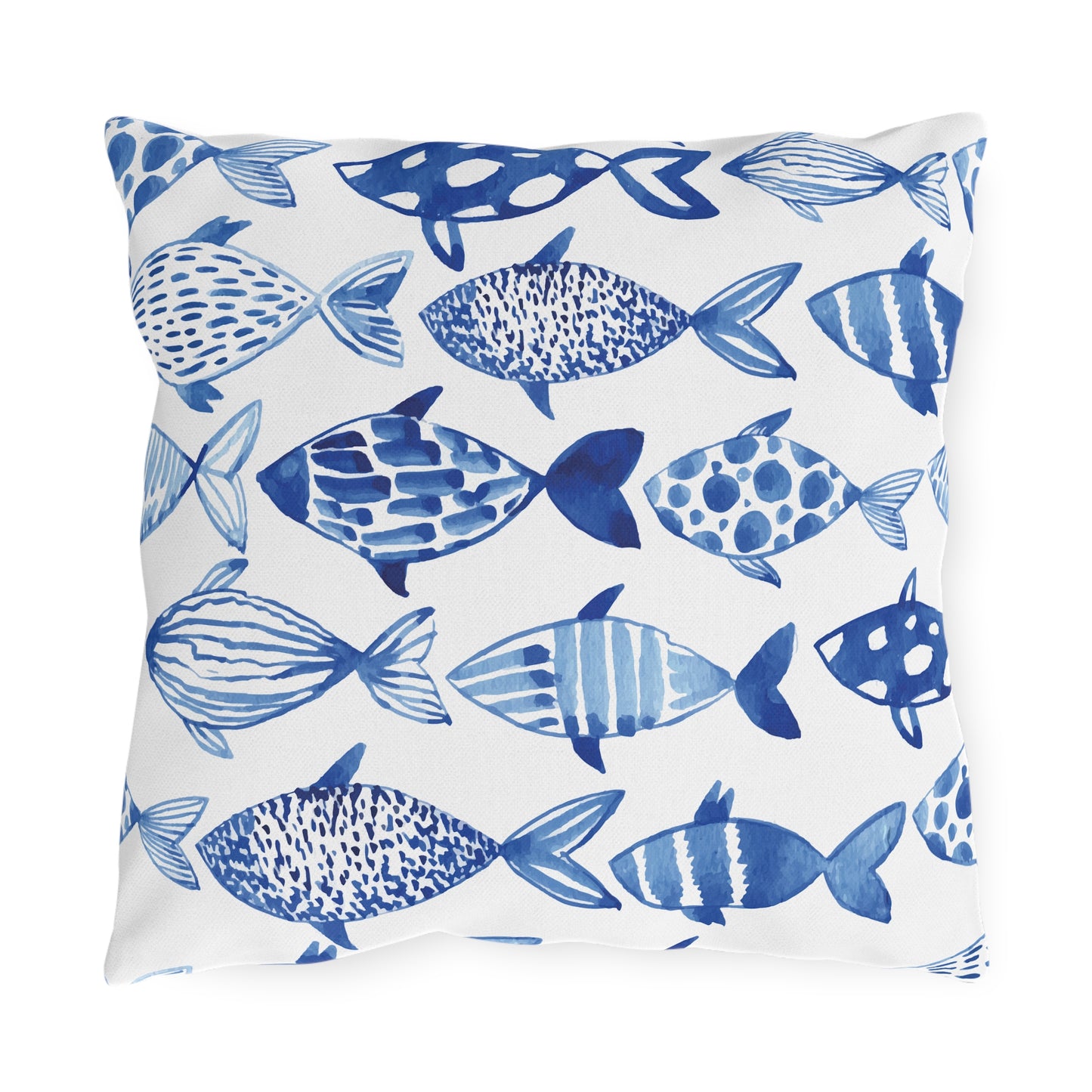 Outdoor Pillow Blue Fish Beach Decor | Front Porch Pillow | Back Porch Pillow