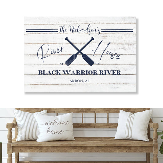 River House Aluminium Sign | Personalized | Front and Back Porch Decor | Custom Name Sign for Patio | Basement and Home Metal Sign