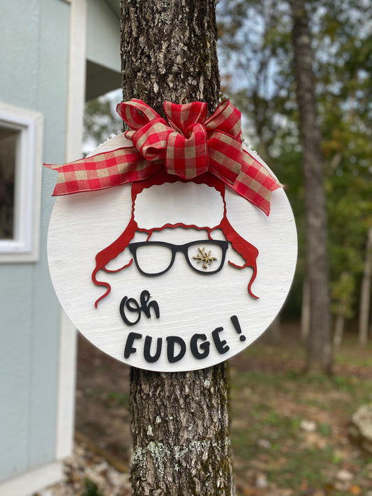 OH FUDGE Christmas Door Hanger