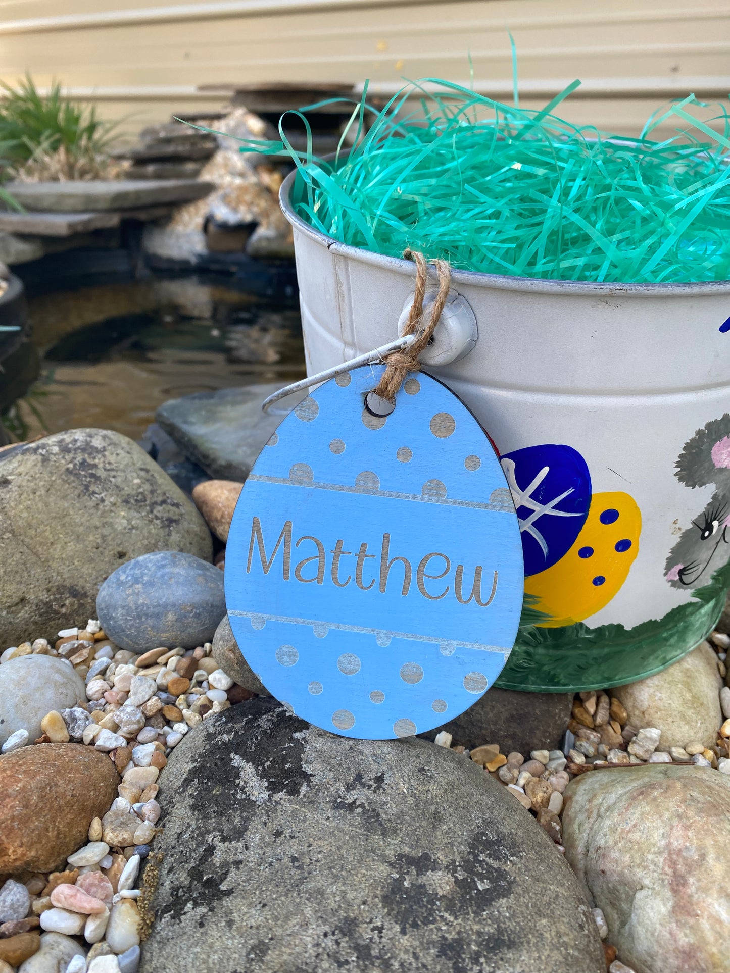 Personalized Wooden Easter Egg Basket Tag