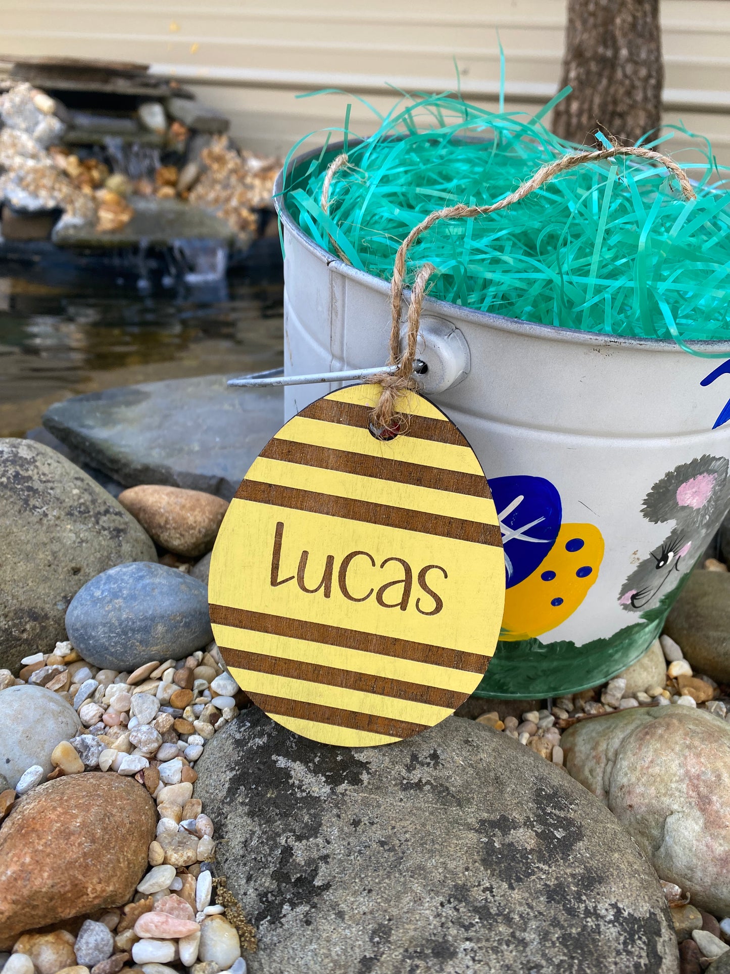 Personalized Wooden Easter Egg Basket Tag