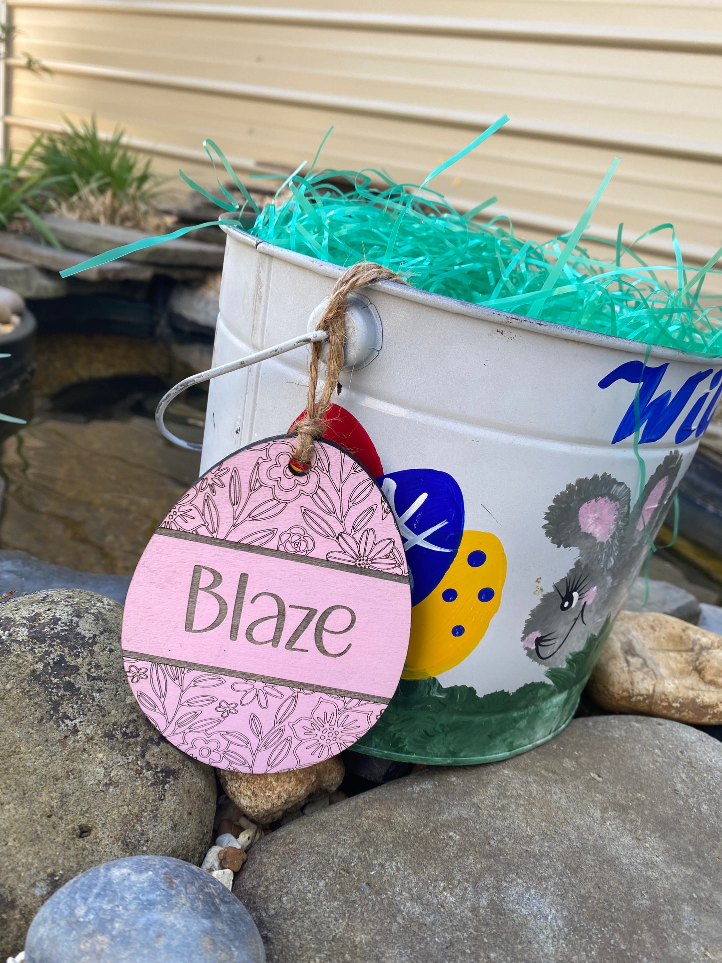 Personalized Wooden Easter Egg Basket Tag