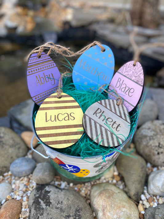 Personalized Wooden Easter Egg Basket Tag