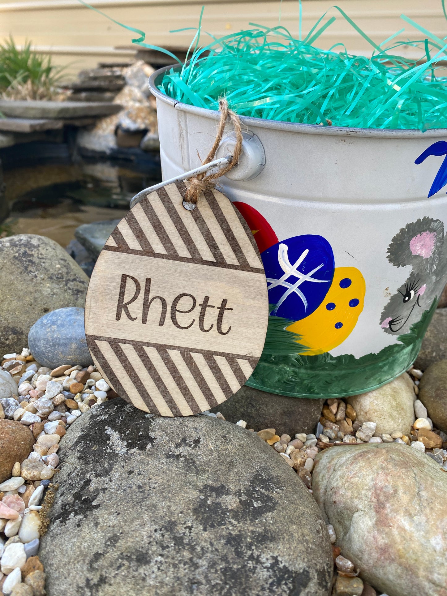 Personalized Wooden Easter Egg Basket Tag